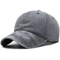 Vintage washed grey baseball cap with high-quality cotton texture and six-panel structure - Adjustable / Gray