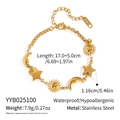 Details von 18K vergoldetem Edelstahlarmband mit Sonne, Mond und Stern Anhängern, 17+5cm Länge - Gold Sonne Mond Stern Stil (YYB025100)