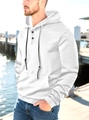 Sweat à capuche blanc pour homme avec texture jacquard et cordons de serrage noirs - Blanc