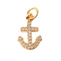 Minimalist gold anchor charm with sparkling rhinestones for DIY jewelry making - 12 Anchor Zirconia