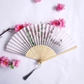 Traditional bamboo folding fan with purple gradient silk and plum blossom pattern - Light Purple Gradient Plum Blossom & Butterfly Style (Women's Fan-67)