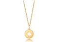 Gold stainless steel chain necklace featuring a circular compass star cutout pendant - Star Hollow Round Pendant (NC-600G) / Gold