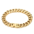 Men's hiphop gold cuban link bracelet in stainless steel with a square clasp closure - Gold Bracelet (KB154587-Z) / 20cm