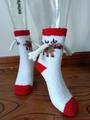 Calze natalizie in pile corallo con braccia 3D e motivi di renne festive - Pattern 36 (Red White Elk Tree 3D Arm)