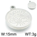 Silver brushed stainless steel Scorpio pendant necklace with engraved zodiac symbol - Scorpio / Steel