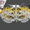 Lace masquerade mask set with rhinestones in black gold and silver variants - One Size / Black, Gold and Silver Set (Gauze Tie)