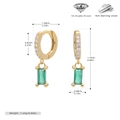 Detailed size specifications of 925 silver gold-plated emerald zircon drop earrings - 925 Silver Gold Plated - Emerald Green Zirconia