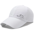 White quick-dry baseball cap with mountain print and laser-cut side ventilation - White