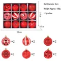 Set di 12 palline di Natale rosse in varie texture con diametro di 6 cm - 12 Pezzi/Scatola / Rosso