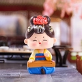 Cute resin cartoon Tang lady figurine playing guzheng instrument in traditional Hanfu - Playing Music