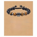 10mm Tiger Eye and Black Obsidian Magnetic Bracelet for Son with Message Gift Card - To My Son
