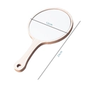 Macro view of 12cm round wooden hand mirror showing detailed dimensions and natural texture - Small Round Handheld Mirror