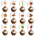 Σετ διακόσμησης cupcake για την Ημέρα των Ευχαριστιών με σχέδια γαλοπούλας - Σετ των 12