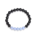 Handmade tiger eye and lava stone beaded bracelet with adjustable woven cord for men - 358 Blue Agate
