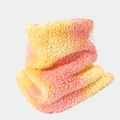 Close-up of soft yellow and pink tie-dye lamb wool neck warmer with plush texture - Yellow Pink Gradient Neck Warmer (3# Scarf)