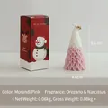 Christmas tree candle in Morandi pink with leaf texture and festive gift box packaging - Morandi Pink Gradient / Oregano & Narcissus
