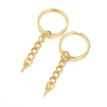 Detail of two gold plated metal keychains with link chains and eye screw pins for DIY - 10pcs/Pack / Gold + Screw Eye Pin