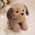Plush brown and beige cartoon dog toy in a sitting position on a cozy rug - Labrador - Khaki