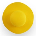 Top view of bright yellow wool felt hat with wide brim and minimalist round crown design - Adjustable 57-58cm / Yellow