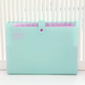 Cartella a soffietto verde menta a 12 tasche con divisori rosa e chiusura a scatto - Verde Pallido