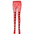 Leggings a rete rossi con eleganti decorazioni a fiocco nero sui lati per donna - Taglia unica / Rosso + Nero
