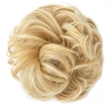 Golden wavy synthetic hair bun extension with natural texture for messy bun hair look - 86H613 Sand Blonde Mixed Bleach Blonde