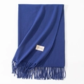 Navy blue faux cashmere scarf with fine tassels and premium woven brand label - 70*200cm / Violet Blue