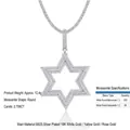 S925 silver Star of David moissanite pendant plated in 18K gold with sparkling stones - Hexagram Pendant