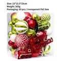 65-delige kerstversieringsset in rood, groen en wit verpakt in een PVC displaybox - Rood Groen Wit