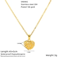 Detail view of 18k gold plated heart necklace with 11x12mm pendant dimensions - Hollow Zirconia Heart Style (SN046G)