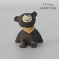 Miniature brown bear desk ornament with yellow polka dot scarf and resin texture - Bear With Yellow Scarf (A11-456-1)