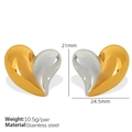 Asymmetrische hartvormige oorknopjes in tweekleurig goud en zilver roestvrij staal - Tweekleurige Stijl / Goud & Zilver