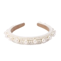 Elegant white pearl bridal headband with beige velvet lining in a baroque style - Padded Pearl Style (85090)