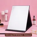 Extra large black foldable portable desktop makeup mirror 25x18cm waterproof HD glass - Waterproof PU Leather Style / XL 25x18cm (Square Edge) / Black