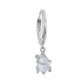 Cute space-inspired silver drop earring with teardrop light blue gemstone and 18K plating - Silver Rocket