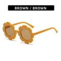 Kids sunflower round frame sunglasses in bright yellow finish with brown lenses - Matte Earthy Yellow Frame Brown Lens