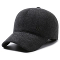 Berretto da baseball in lana grigio scuro da uomo con accento R in metallo lucido - Regolabile / Grigio con Logo R