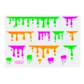Adesivi per unghie al neon luminosi con motivi a goccia, stelle e luna a trasferimento - WG6081 (Liquido Sgocciolante)