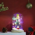Vue détaillée du dôme en verre de sapin de Noël LED avec Père Noël et neige - Style 5