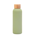 Minimalist matte light green stainless steel insulated water bottle with bamboo lid - Matte Bean Green