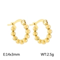 C-shaped beaded stainless steel earrings in gold finish with 14x3mm dimensions - Mini Beaded Hoop (14x3mm)