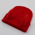 Funny red devil horn knitted beanie hat for winter warmth and creative styling - Adult One Size - Elastic / Red Horn - Red Hat