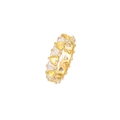 Eternity ring in gold finish with alternating yellow and white triangular-cut zircons - Gold-Yellow & White Zirconia