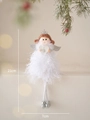 Plüsch Weihnachtsengel Puppe in weißem Kleid mit silbernen Flügeln und Herz, 21cm - Schneeflocken Prinzessin B-Weiß