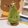 Simpatica bambola di peluche a forma di albero di Natale verde con stella dorata e sorriso - 22cm / Verde (Albero di Natale)