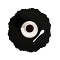 Black round PU leather placemat with embossed patterns and scalloped edges - Vintage Round / Black