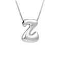 Polished silver chubby letter Z pendant necklace on a classic link chain for women - Letter Z (Pendant Only)