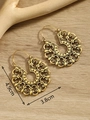 Bohemian gold hollow flower heart earrings in large hoop style measuring 4.9cm by 3.8cm - Gold FX739