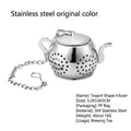 Teapot shaped 304 stainless steel tea infuser with hanging chain for loose leaf tea - Silver