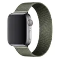 Army green Milanese loop metal strap compatible with silver stainless steel Apple Watch - 40 Dark Green / 38/40/41/42mm